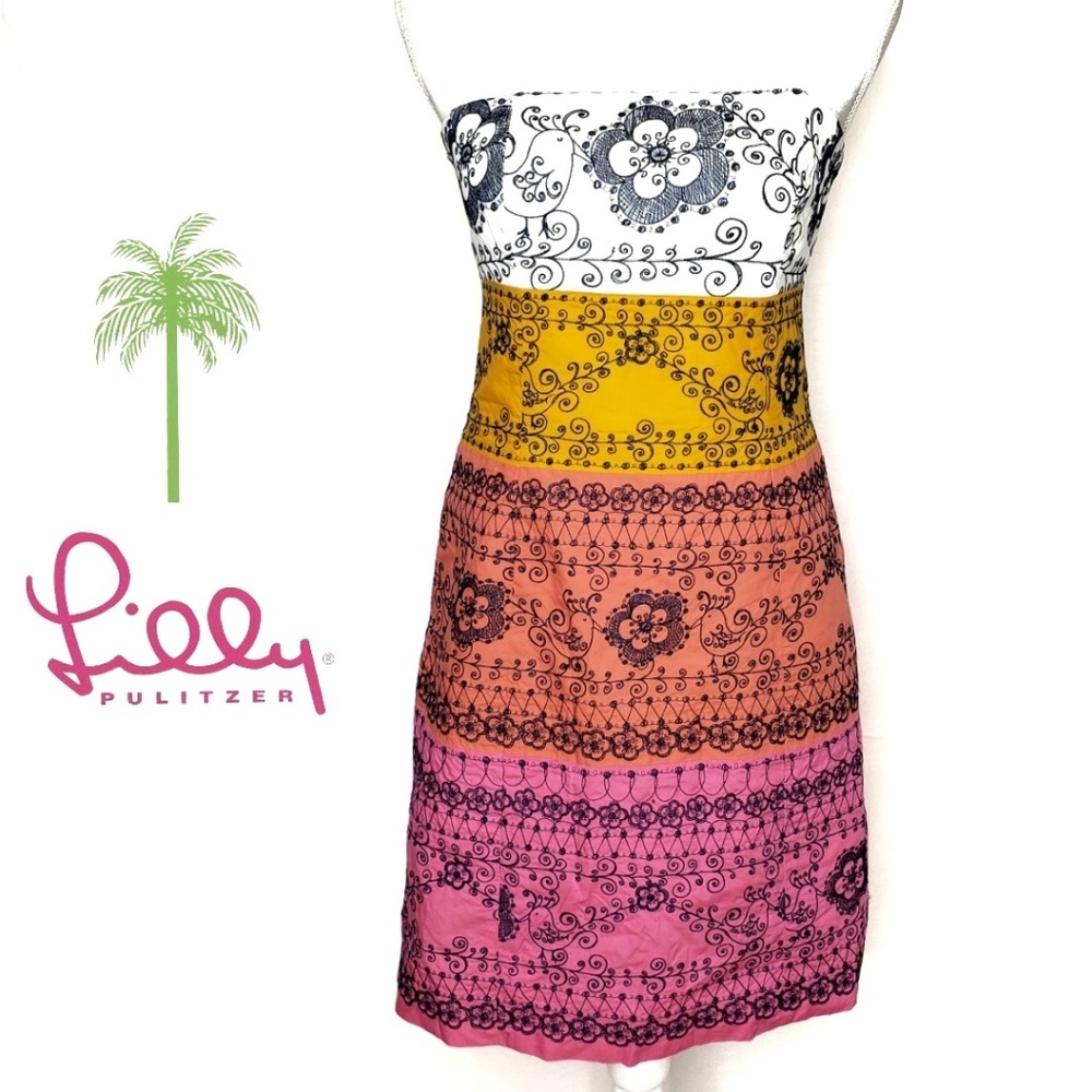 Lilly Pulitzer Bowen Dress Bird Colorblock Pink